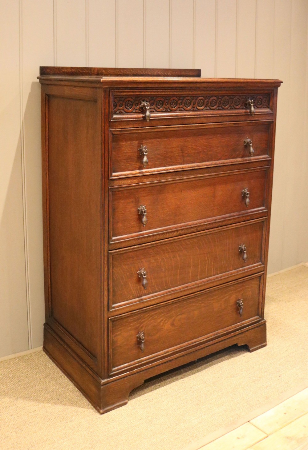 Tall Solid Oak Chest Of Drawers View VII