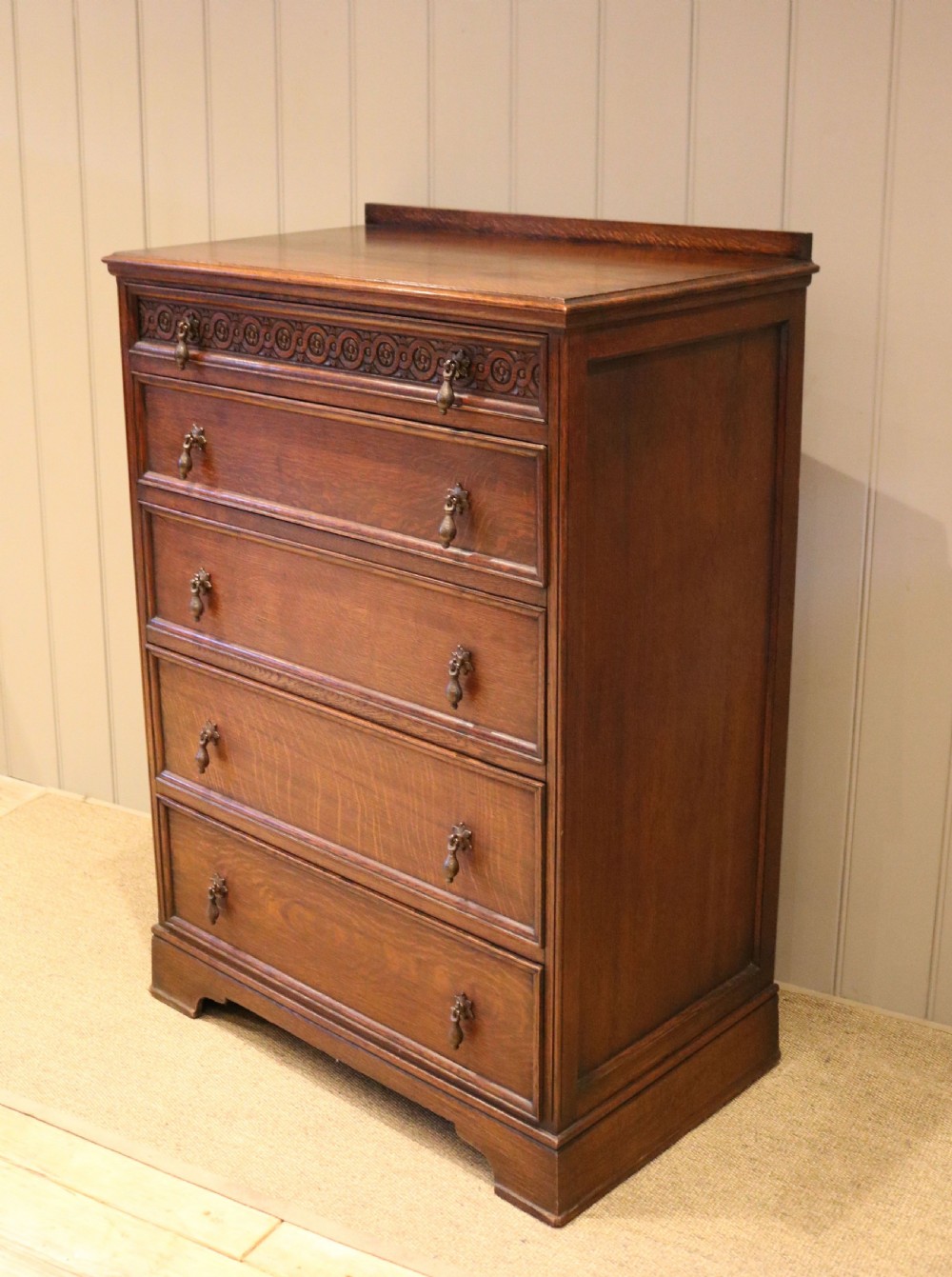 Tall Solid Oak Chest Of Drawers View VIII