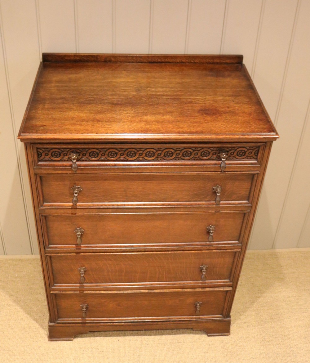 Tall Solid Oak Chest Of Drawers View IX