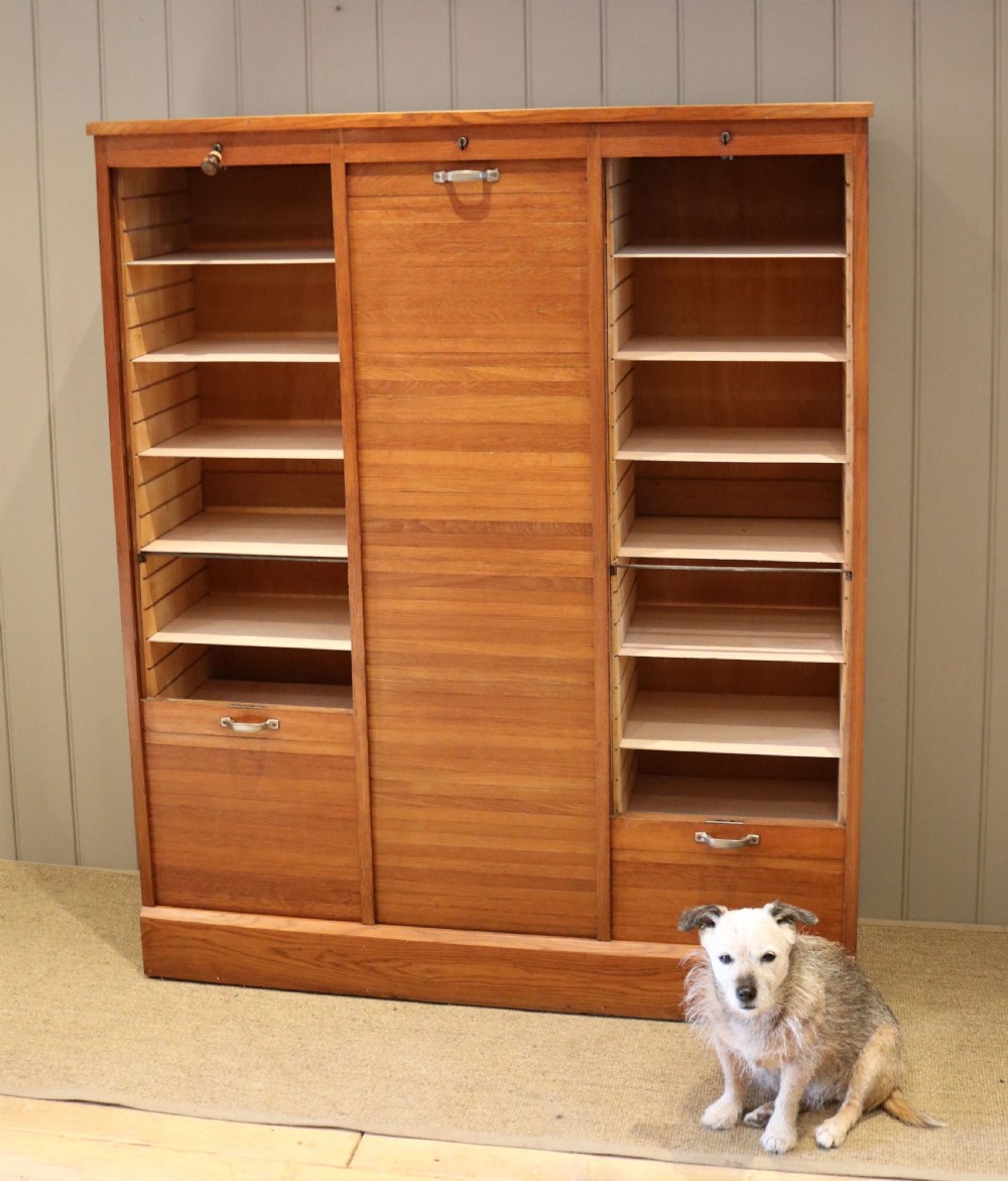 French Triple Tambour Front Filing Cabinet View II