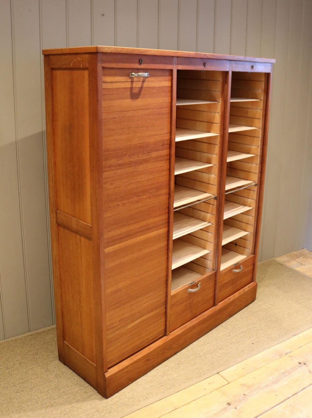 French Triple Tambour Front Filing Cabinet View VI