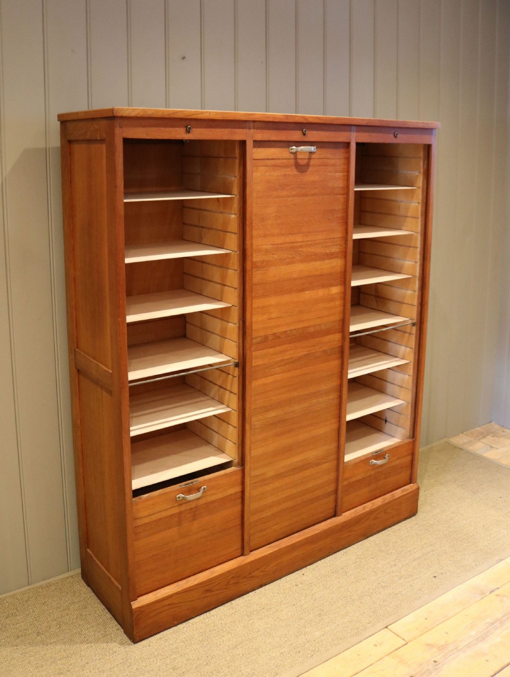 French Triple Tambour Front Filing Cabinet View VIII