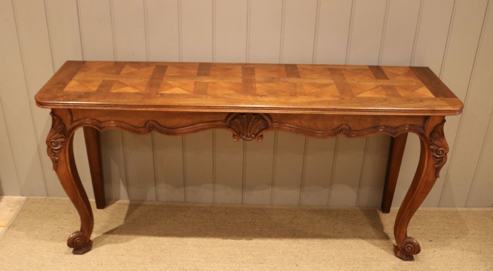 French Walnut Parquetry Top Console Table