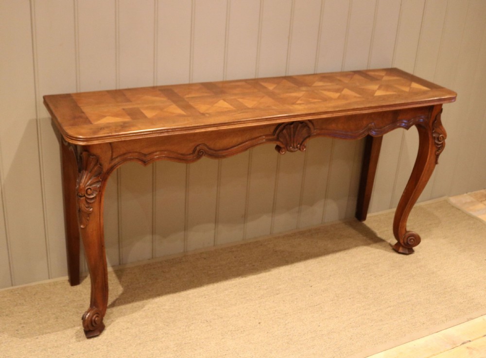 French Walnut Parquetry Top Console Table View II