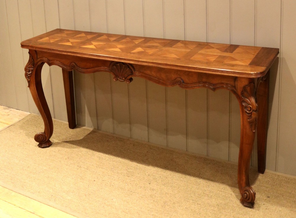 French Walnut Parquetry Top Console Table View III