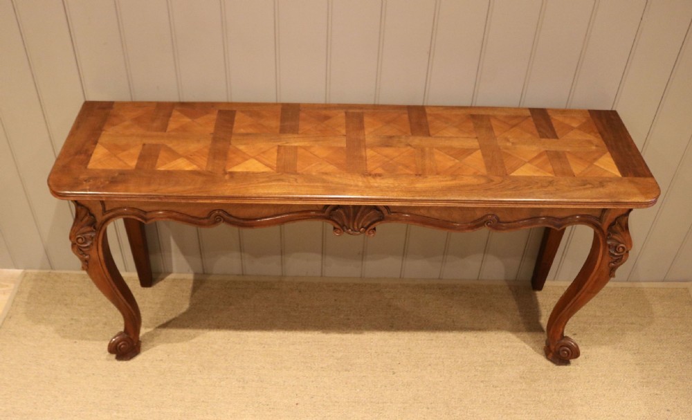 French Walnut Parquetry Top Console Table View IV