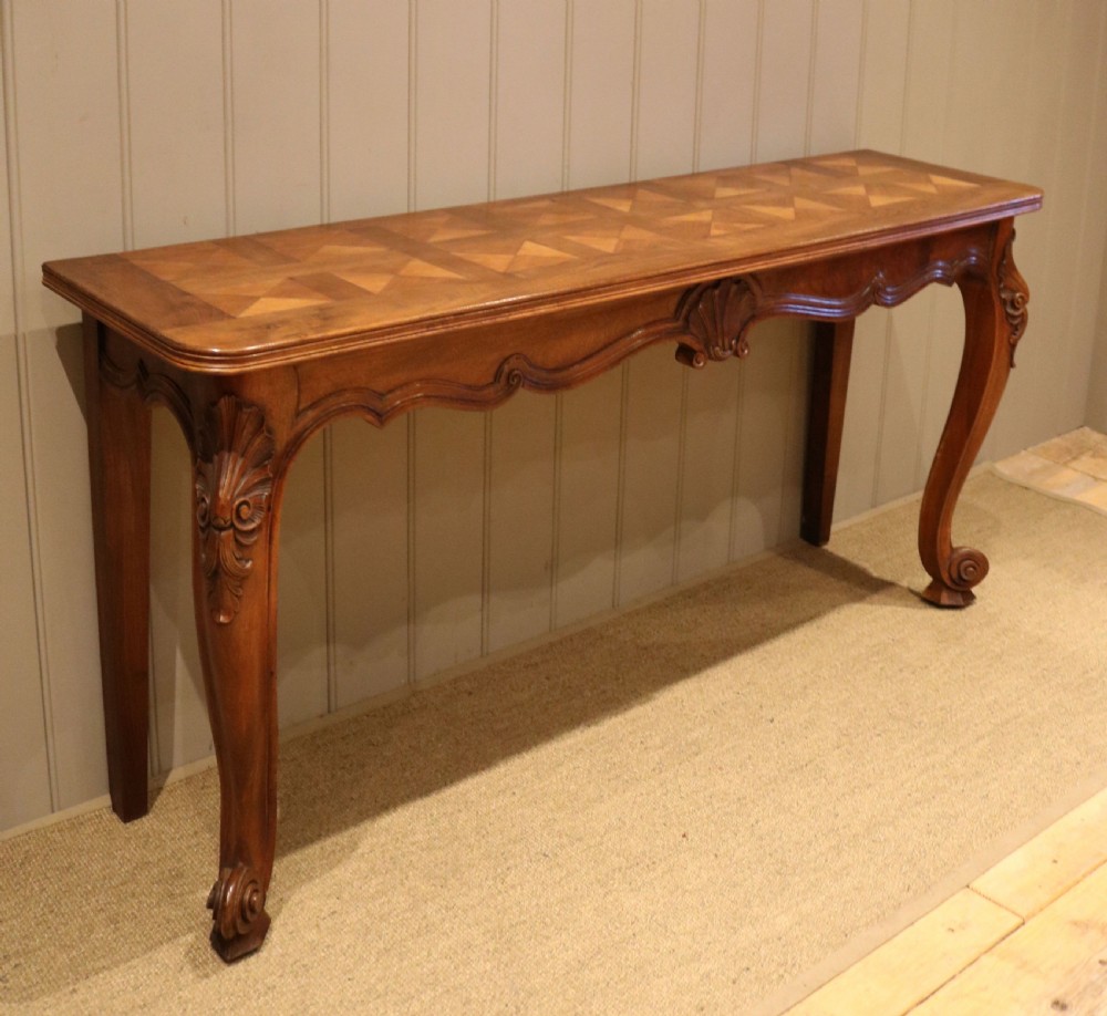 French Walnut Parquetry Top Console Table View V