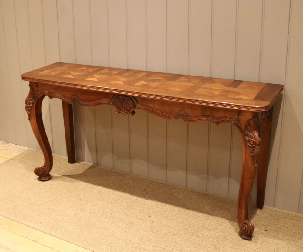 French Walnut Parquetry Top Console Table View VI