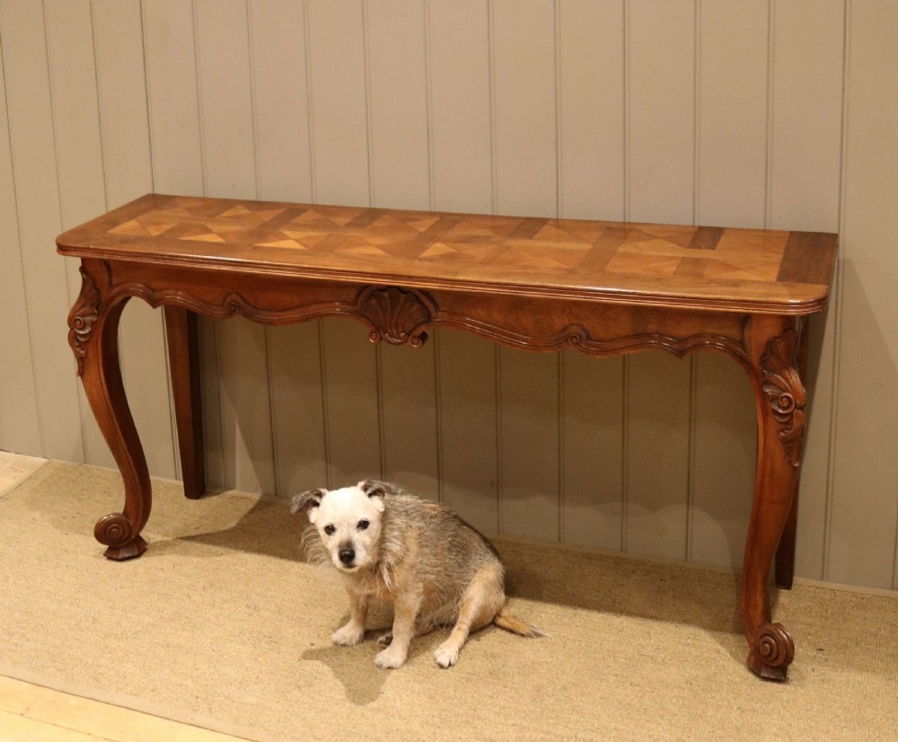 French Walnut Parquetry Top Console Table View IX