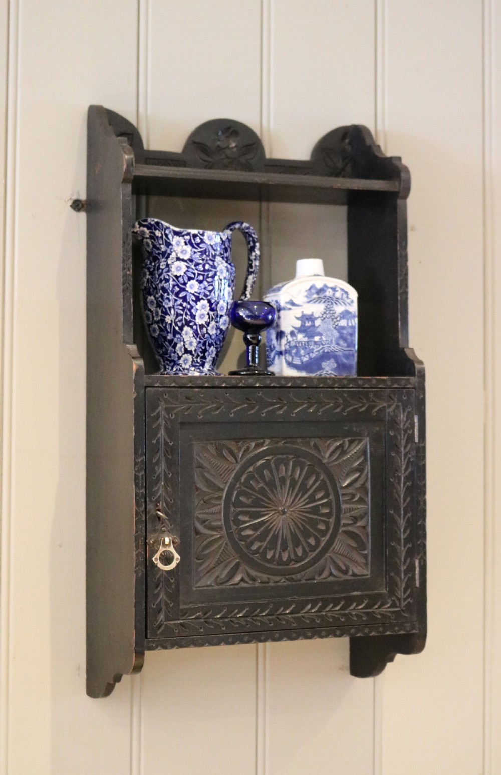 Ebonized Fruitwood Wall Cabinet