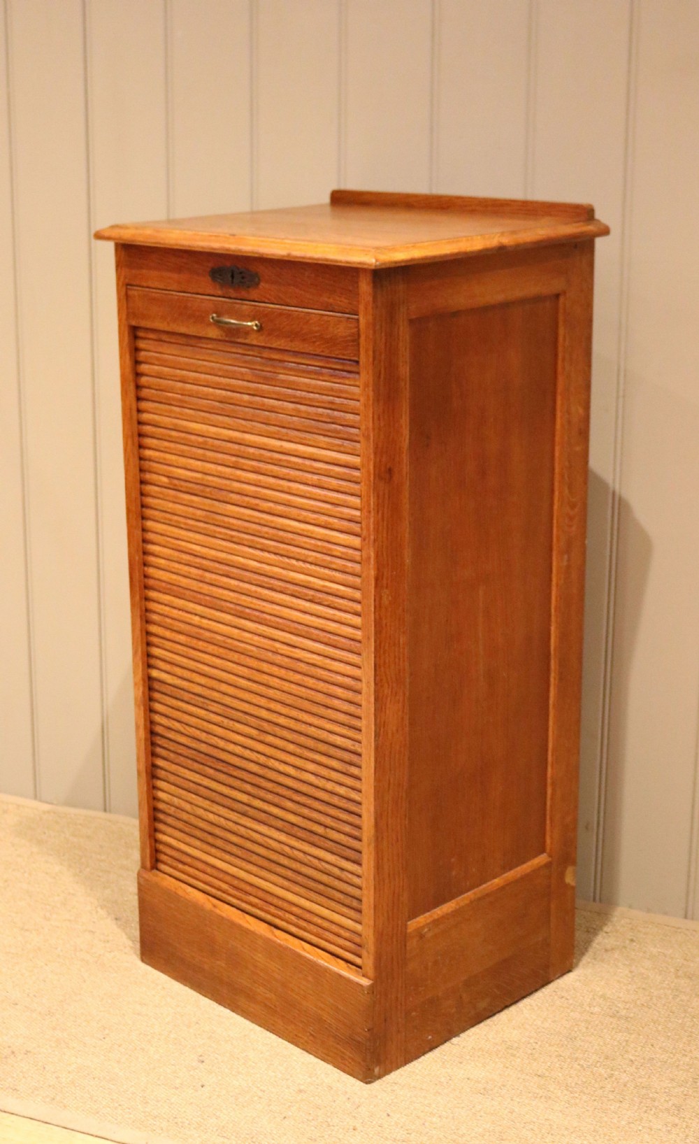 Oak Tambour Front Filing Cabinet View VII