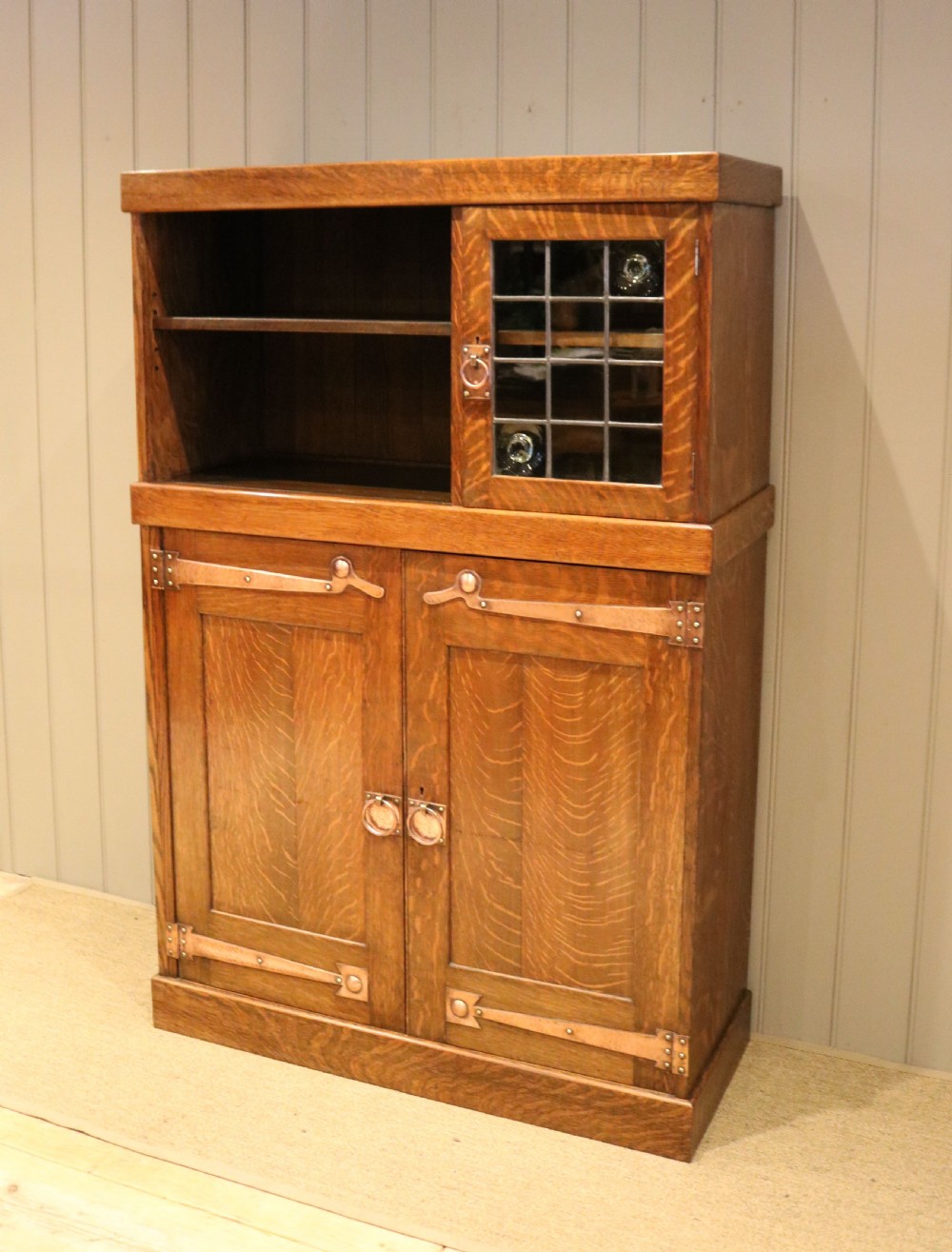 Arts And Crafts Oak Cabinet Bookcase View II