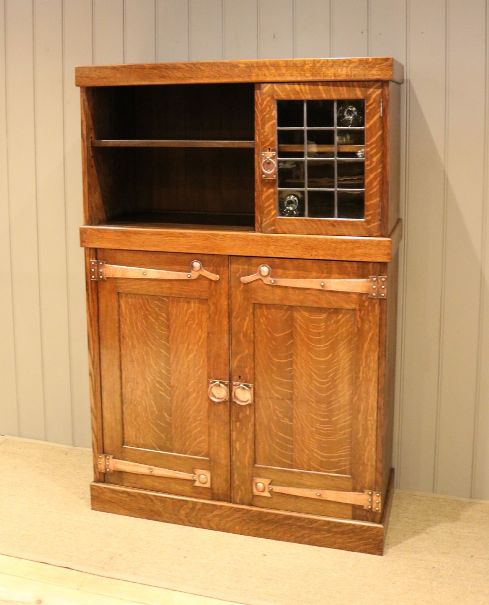 Arts And Crafts Oak Cabinet Bookcase View IV