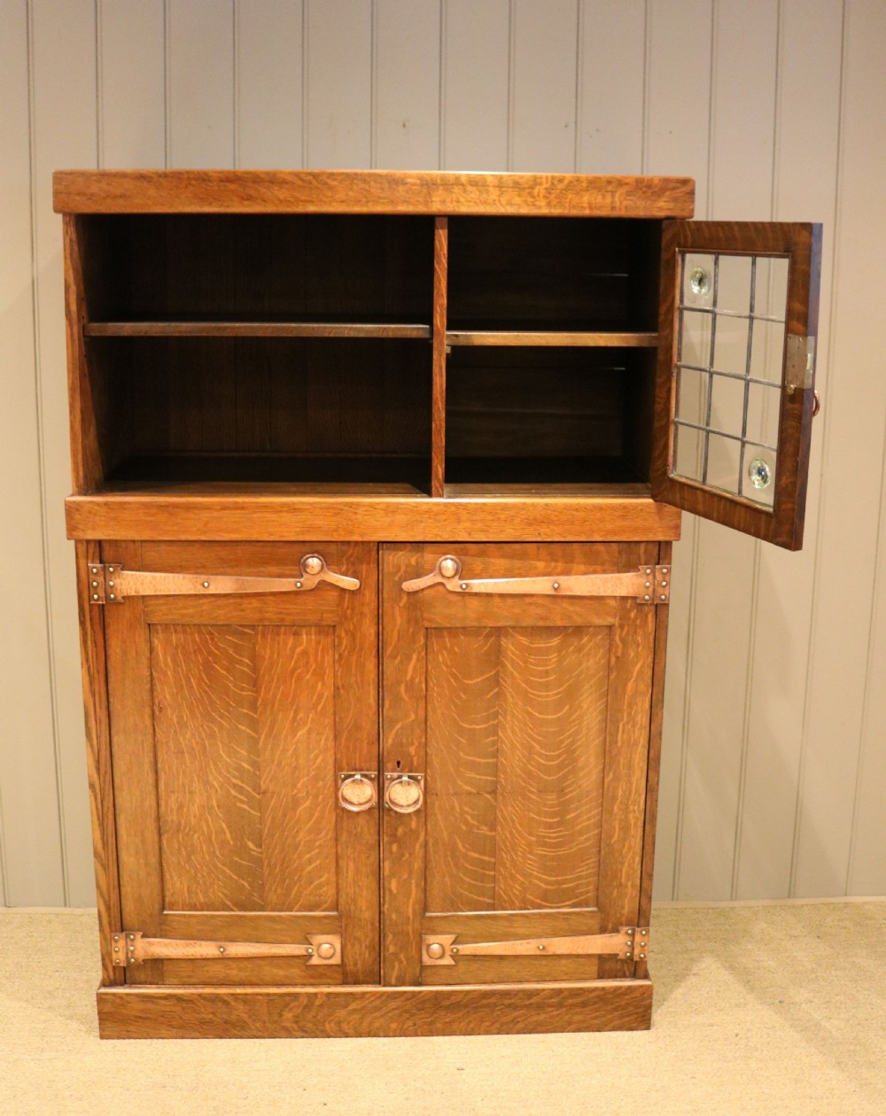 Arts And Crafts Oak Cabinet Bookcase View VI