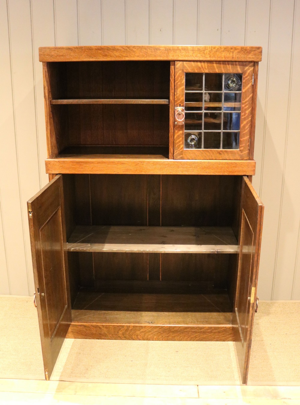 Arts And Crafts Oak Cabinet Bookcase View VII