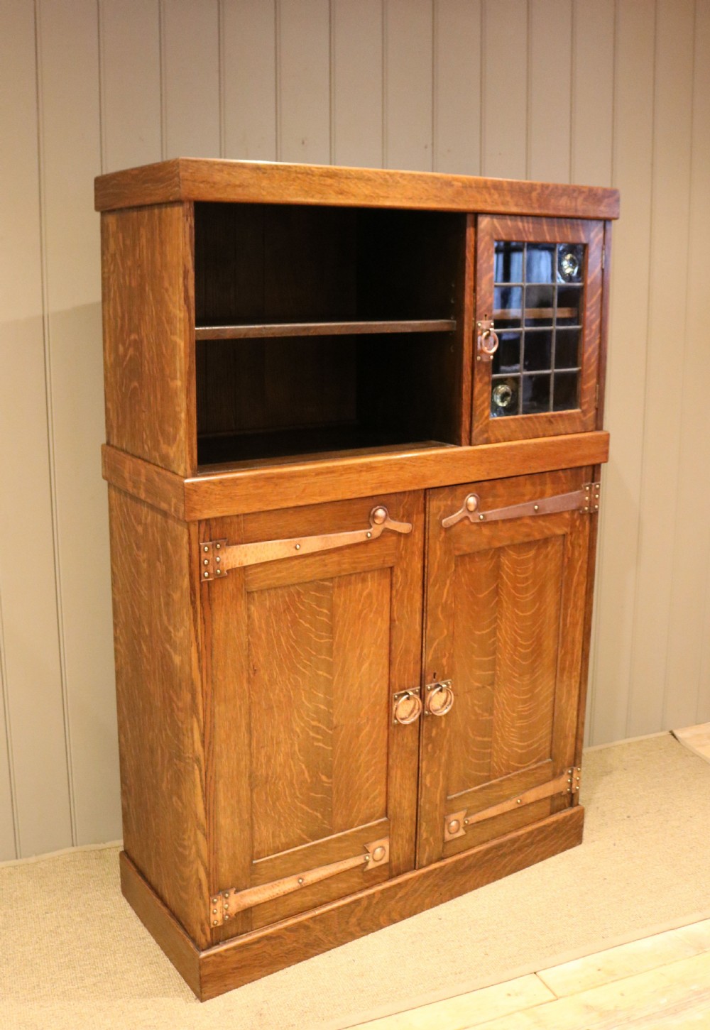 Arts And Crafts Oak Cabinet Bookcase View IX