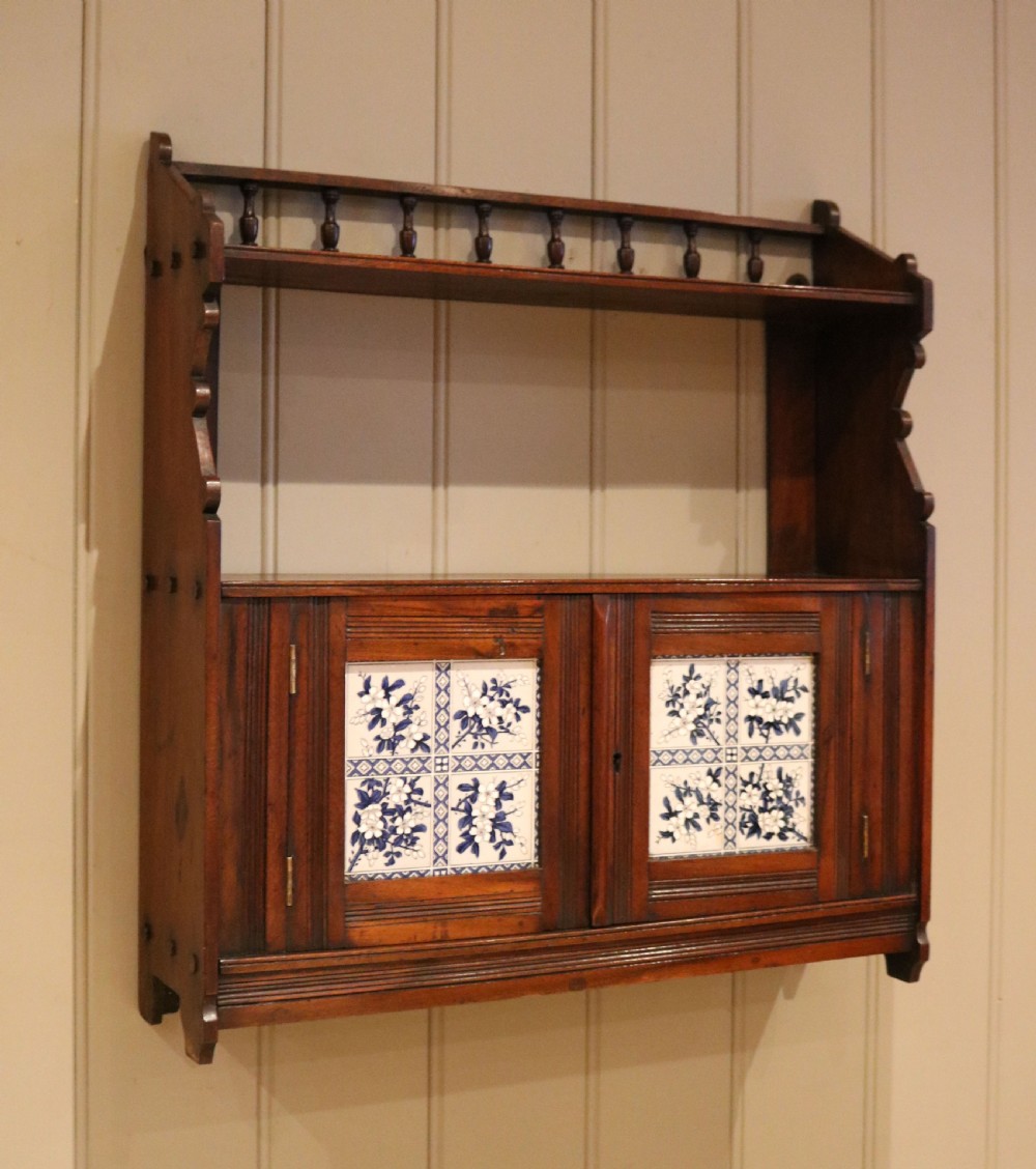 Victorian Mahogany Tiled Front Wall Cabinet