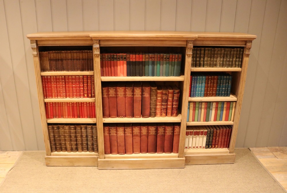 Substantial Mid 19th Century Open Breakfront Pine Bookcase View II