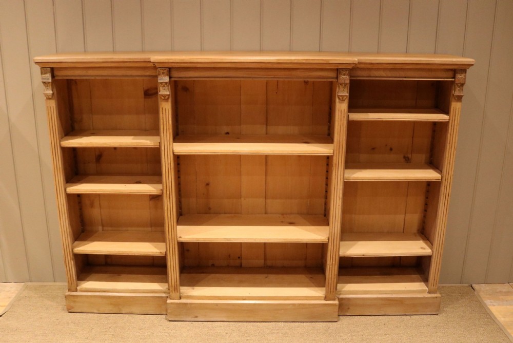 Substantial Mid 19th Century Open Breakfront Pine Bookcase View V