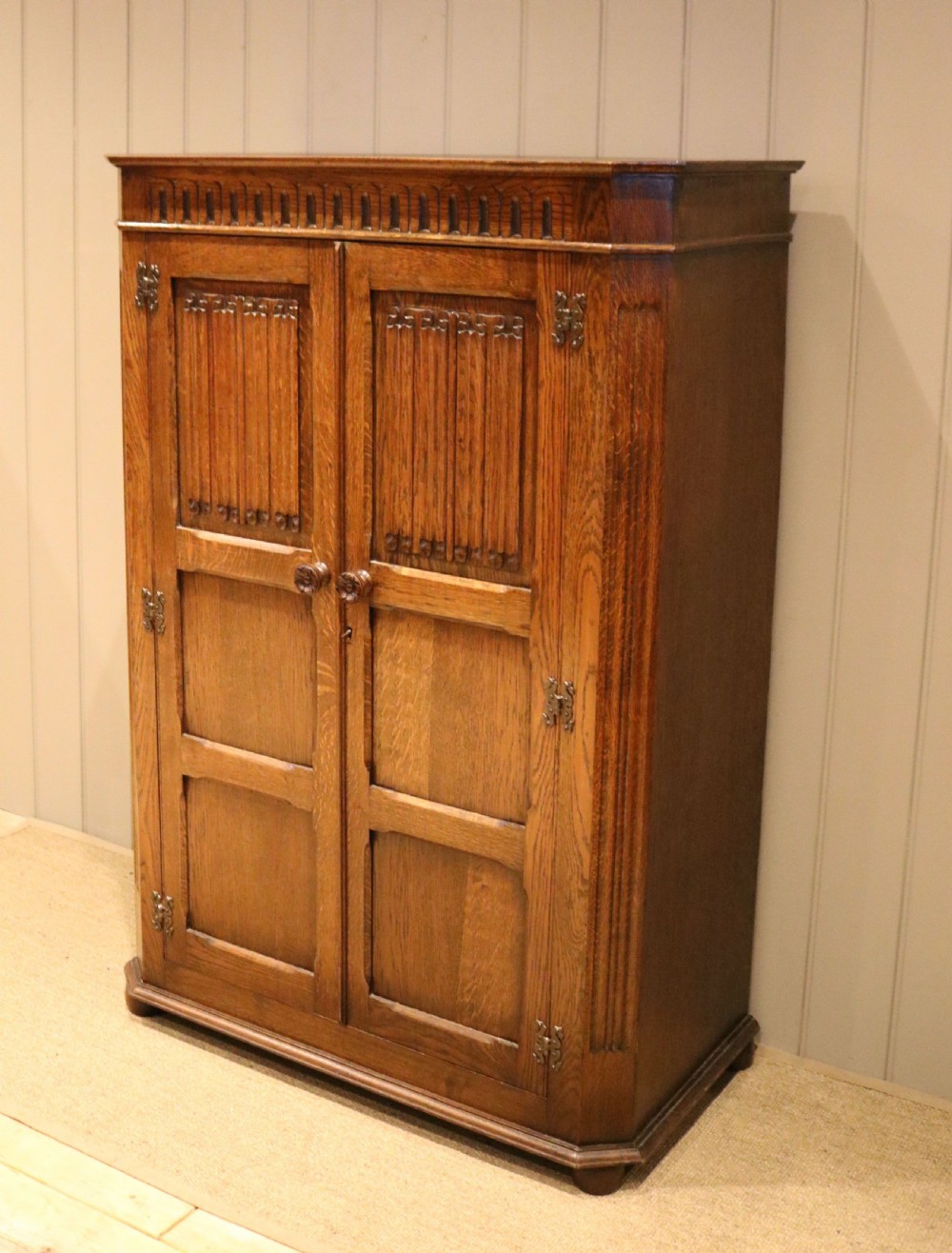 Small Carved Oak Cupboard View X
