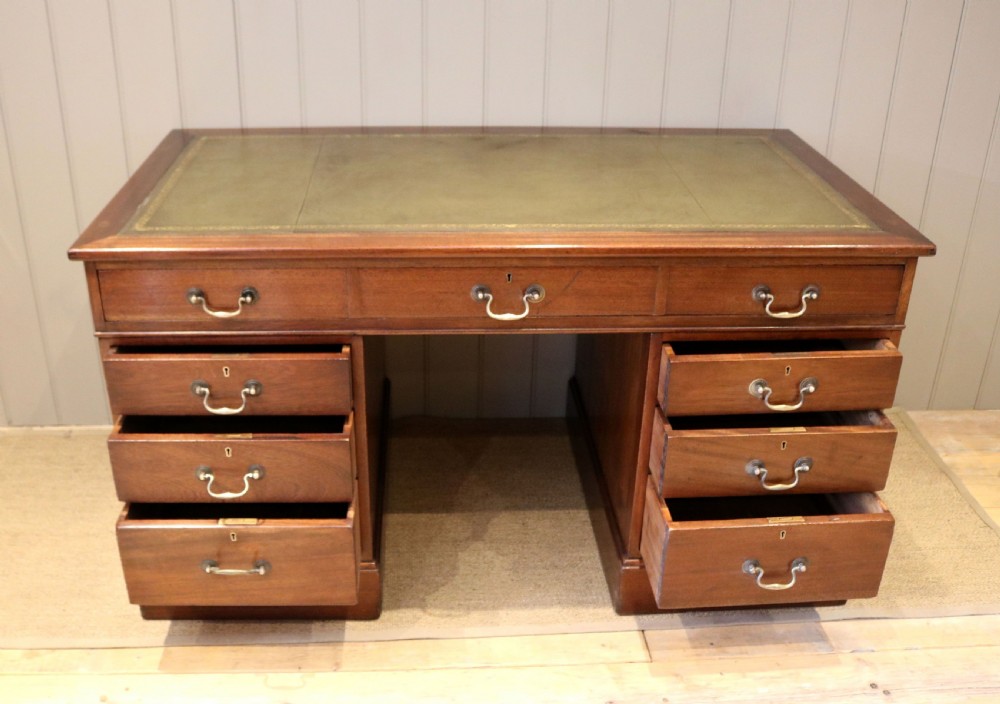 Late 19th Century Mahogany Naval Chart Pedestal Desk View III