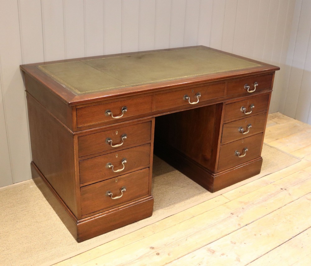 Late 19th Century Mahogany Naval Chart Pedestal Desk View IV