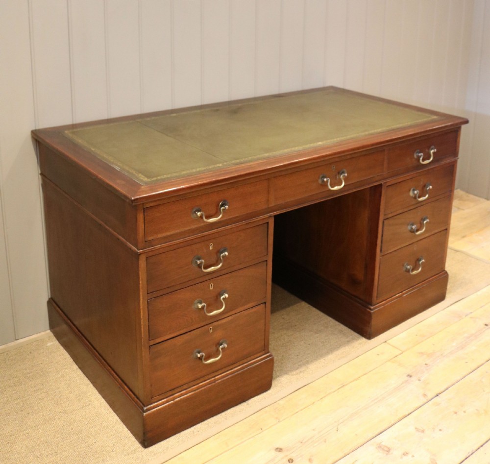 Late 19th Century Mahogany Naval Chart Pedestal Desk View VIII