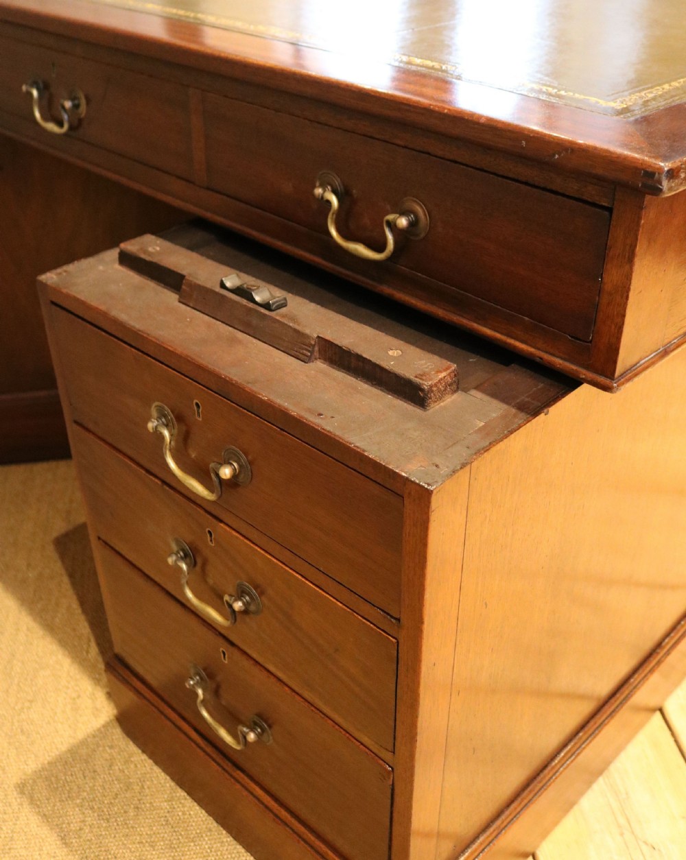 Late 19th Century Mahogany Naval Chart Pedestal Desk View XII