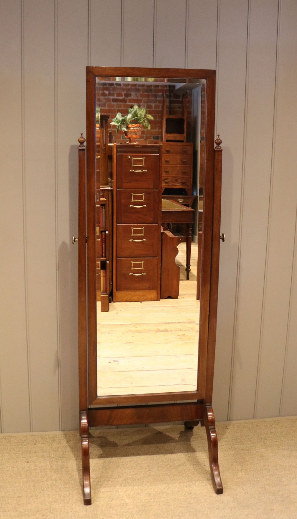 Edwardian Mahogany Cheval Mirror View II