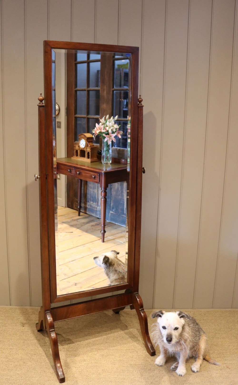 Edwardian Mahogany Cheval Mirror View IV