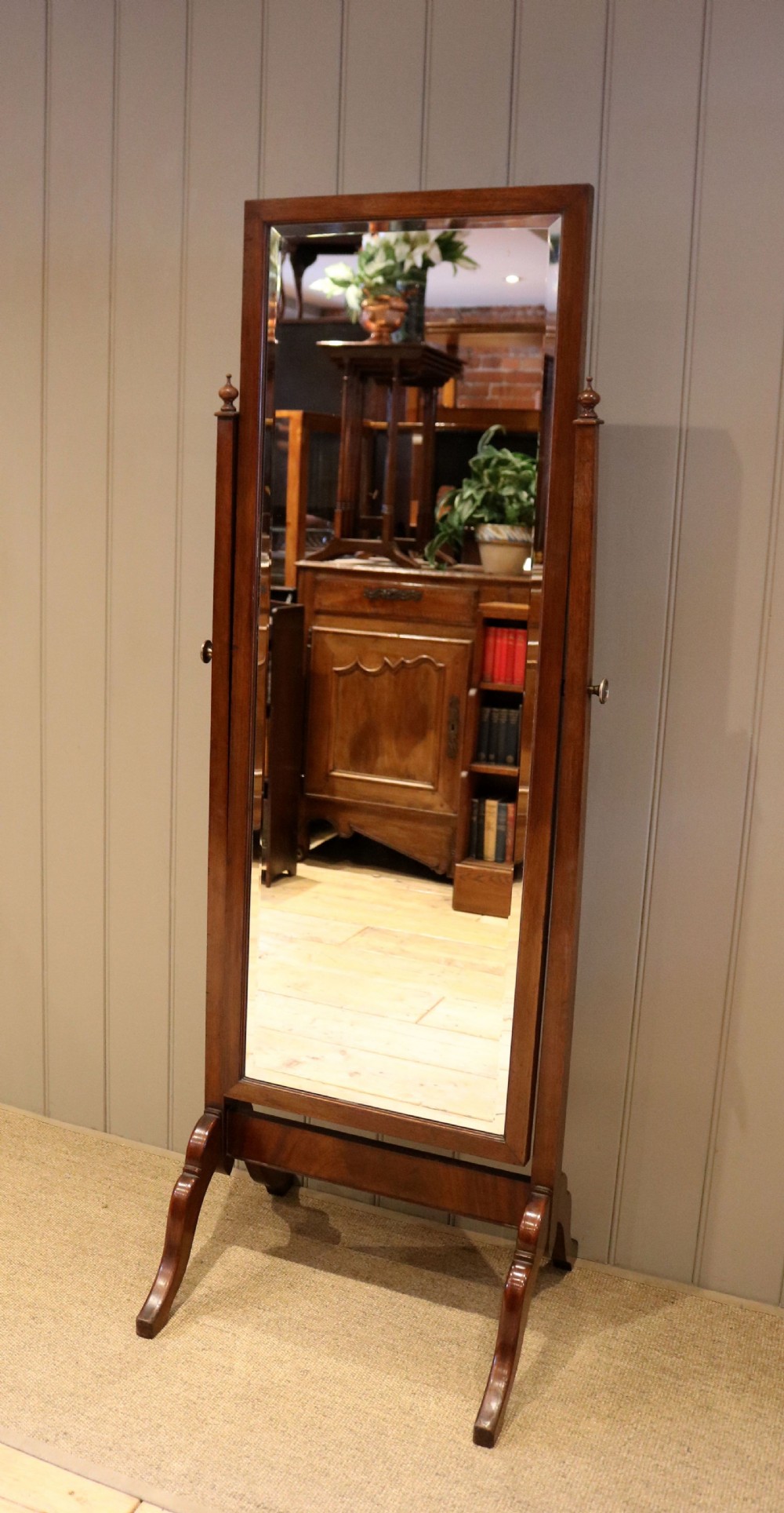 Edwardian Mahogany Cheval Mirror View VII
