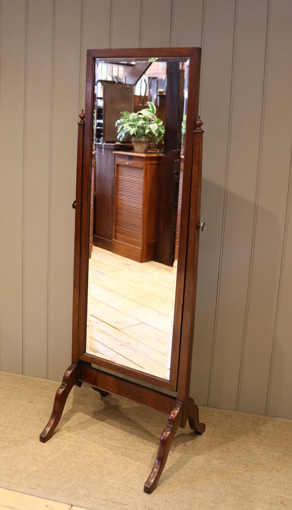 Edwardian Mahogany Cheval Mirror View IX