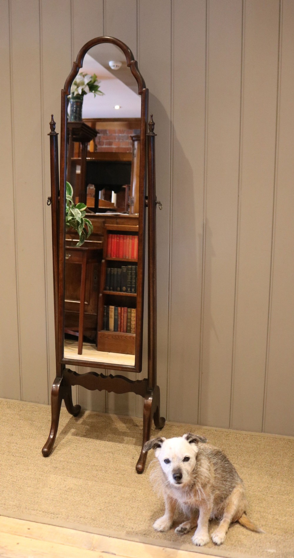 Walnut Queen Anne Style Cheval Mirror View VII