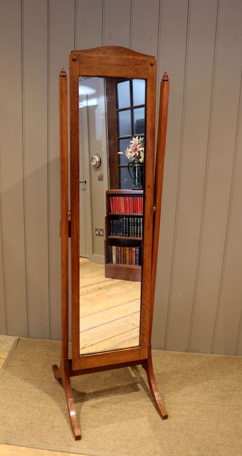 Arts & Crafts Oak Cheval Mirror View II