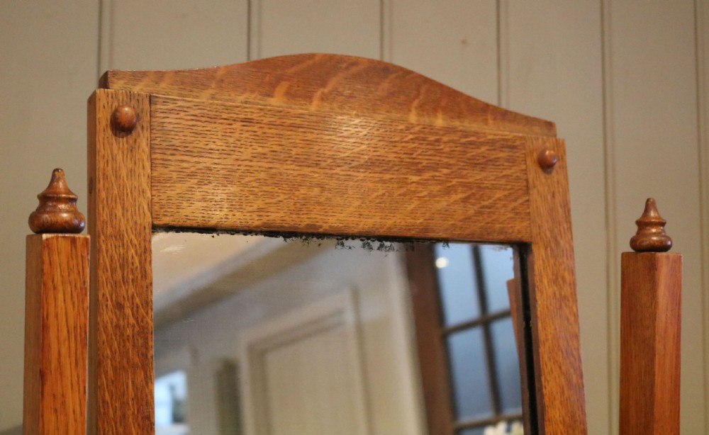 Arts & Crafts Oak Cheval Mirror View VII