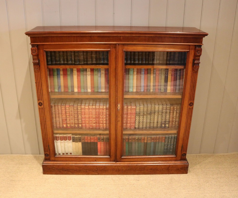 Walnut Glazed Two Door Bookcase
