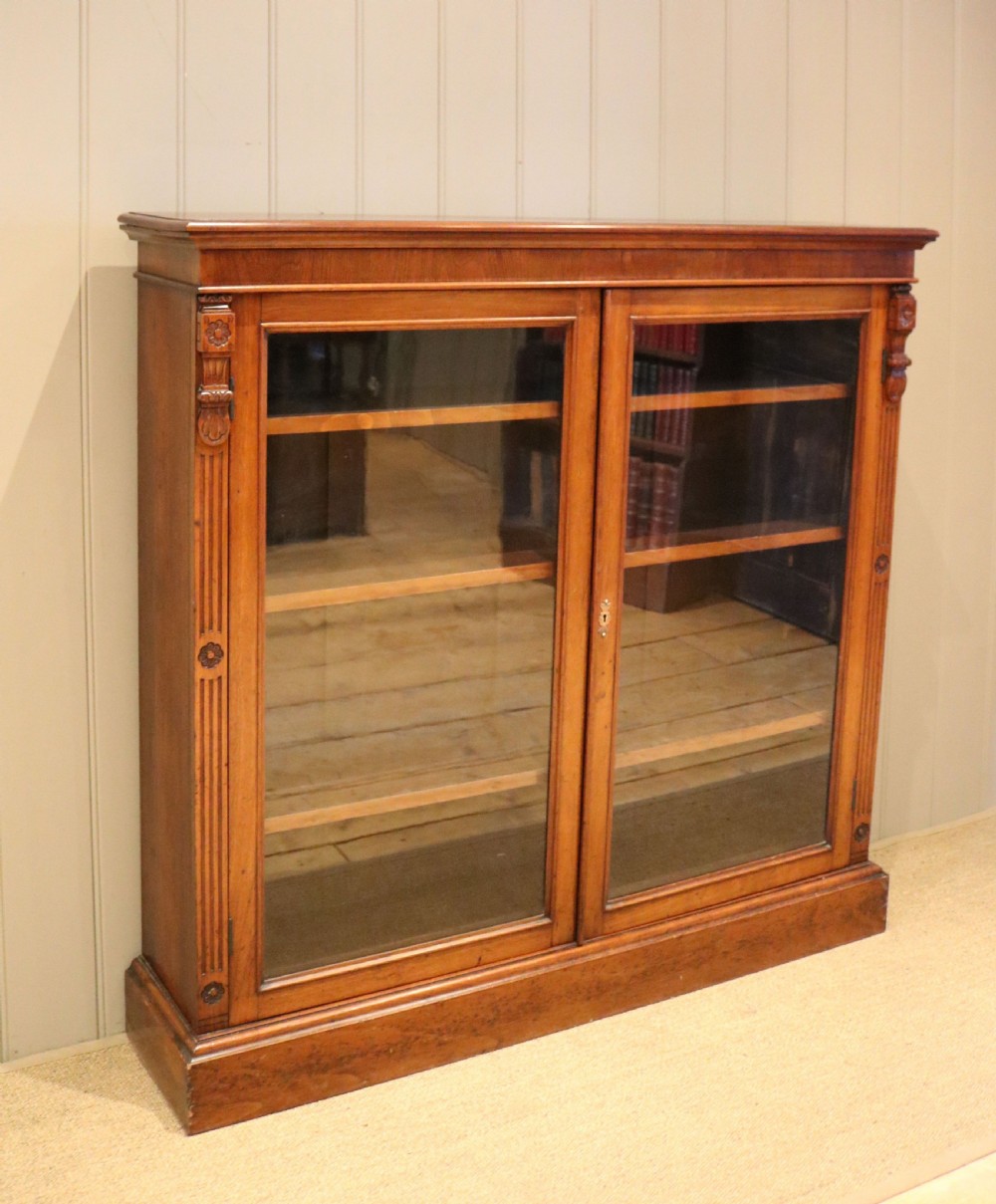 Walnut Glazed Two Door Bookcase View II