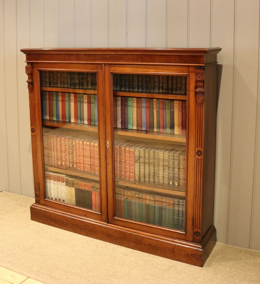 Walnut Glazed Two Door Bookcase View III