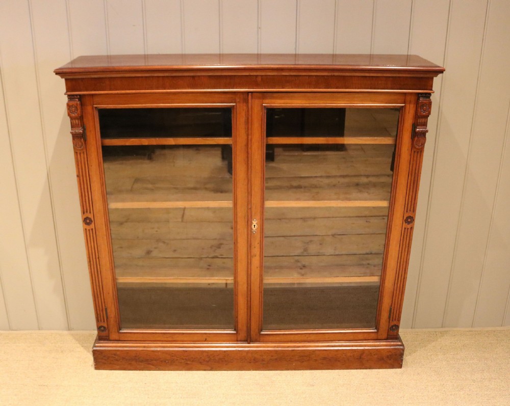 Walnut Glazed Two Door Bookcase View IV