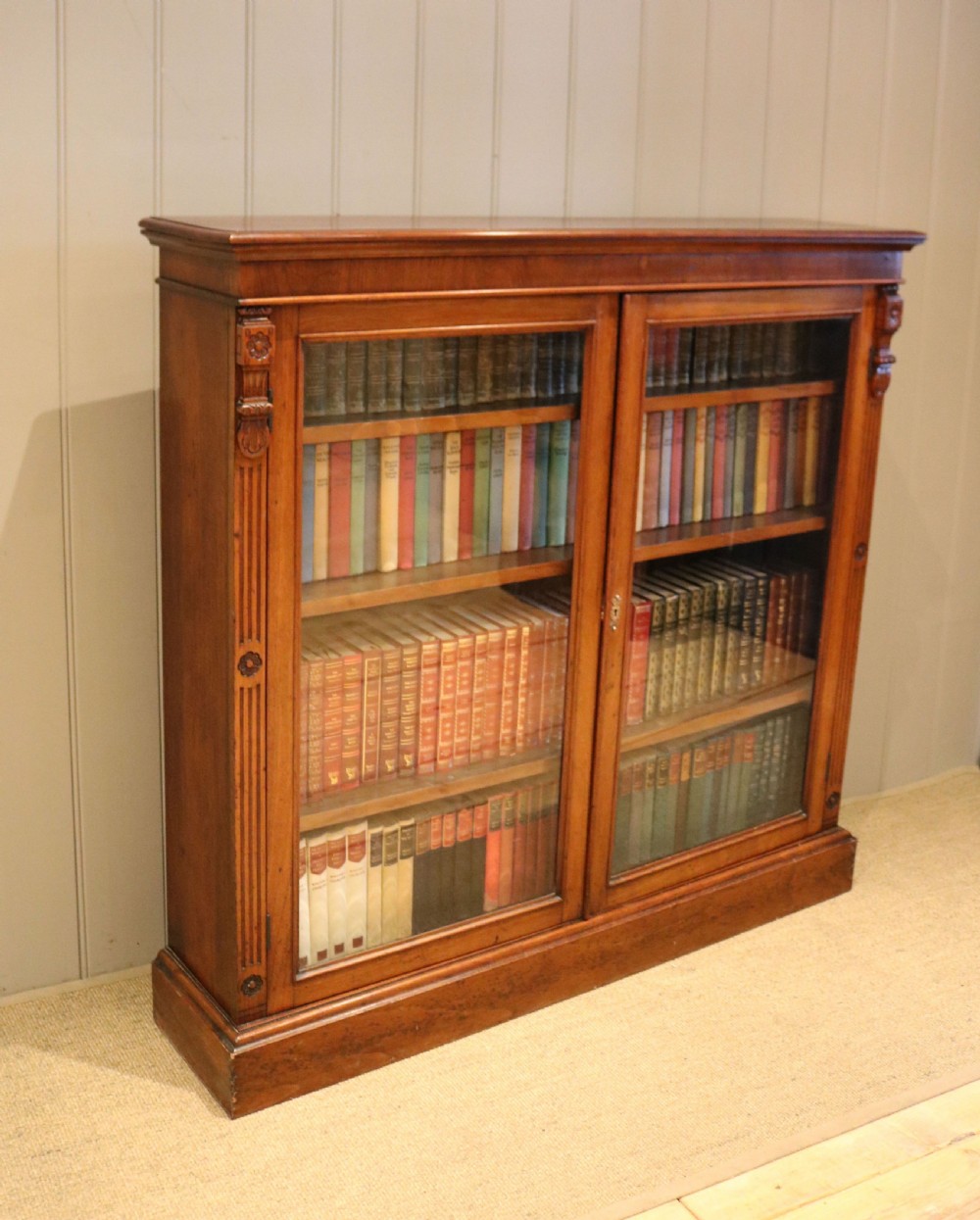Walnut Glazed Two Door Bookcase View IX
