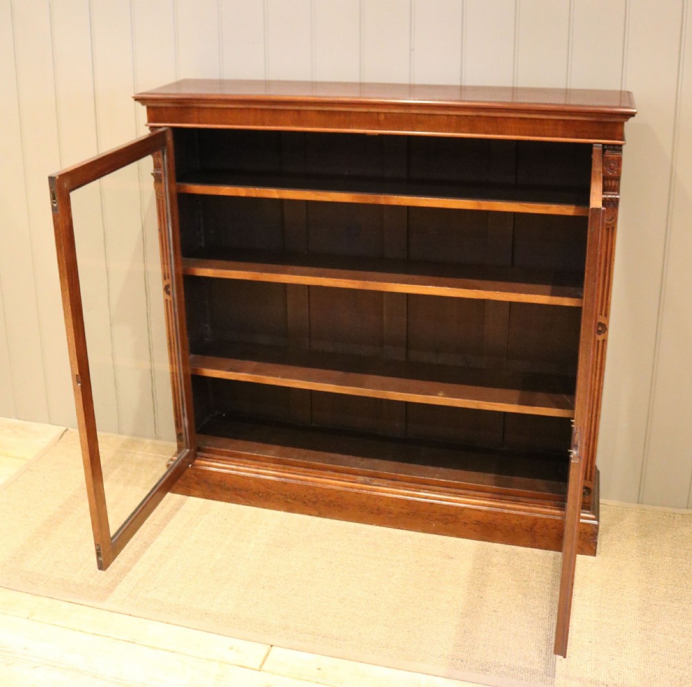 Walnut Glazed Two Door Bookcase View X