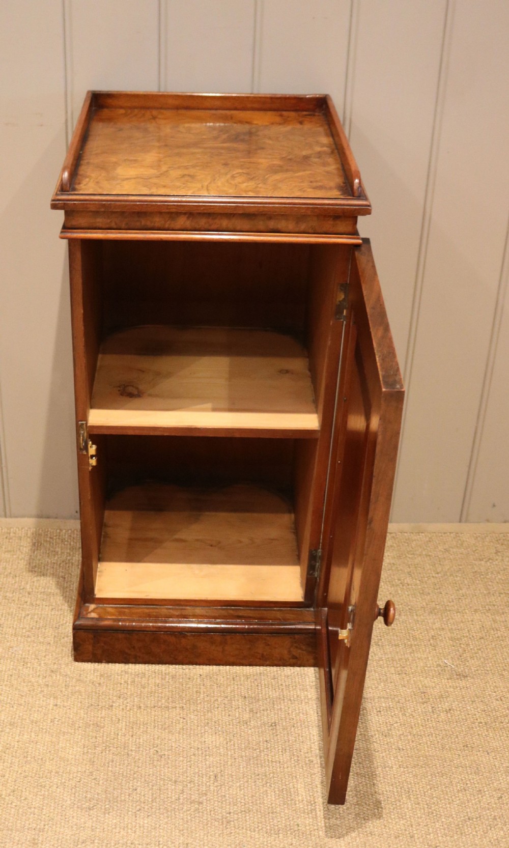 Victorian Burr Walnut Bedside Cabinet View V