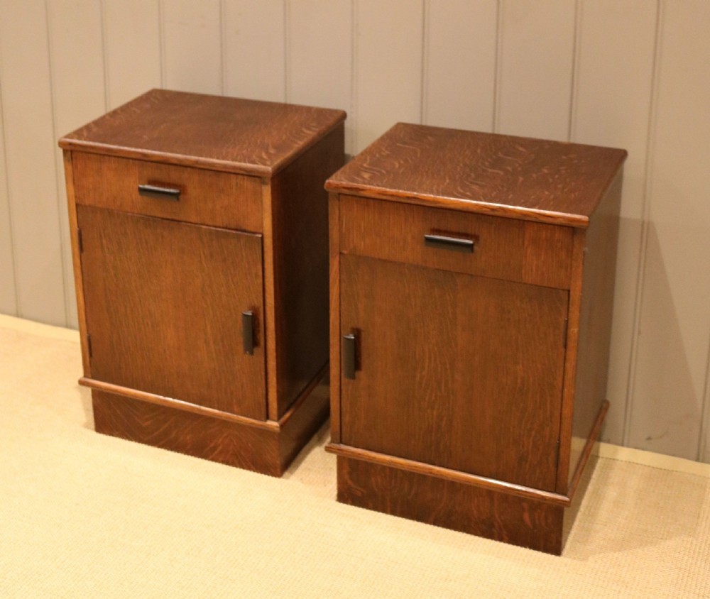 Pair Of Oak Art Deco Bedside Cabinets View II