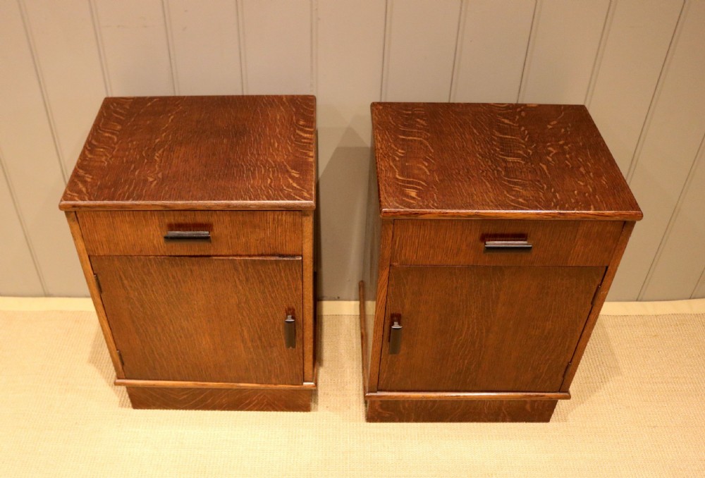 Pair Of Oak Art Deco Bedside Cabinets View III