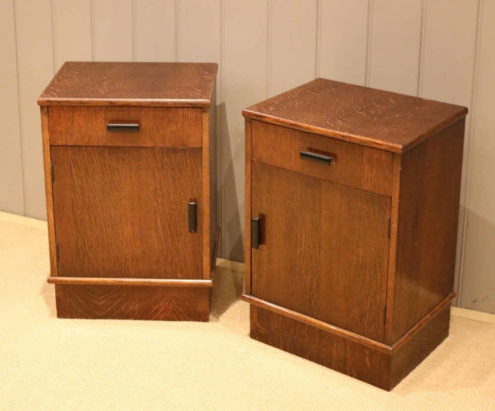 Pair Of Oak Art Deco Bedside Cabinets View IV
