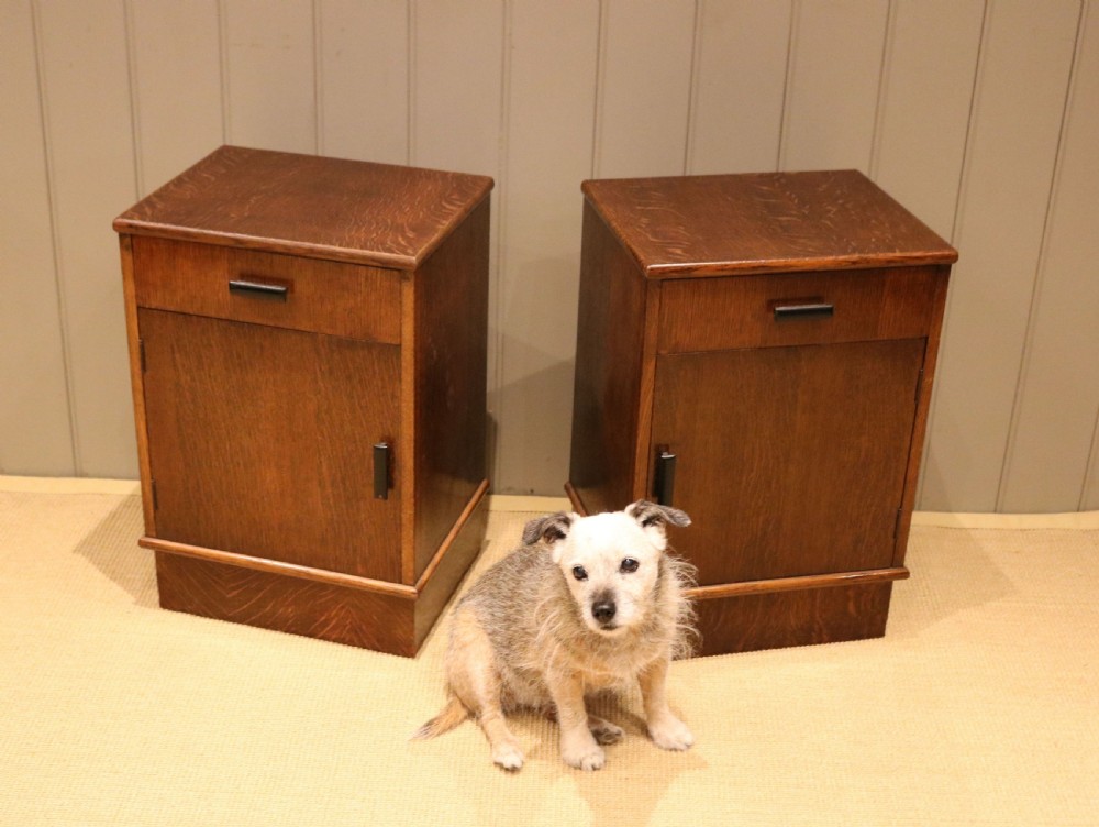 Pair Of Oak Art Deco Bedside Cabinets View V