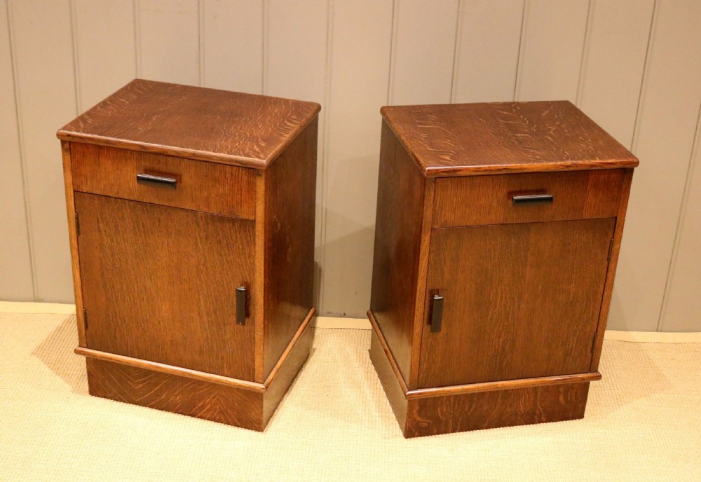 Pair Of Oak Art Deco Bedside Cabinets View VI
