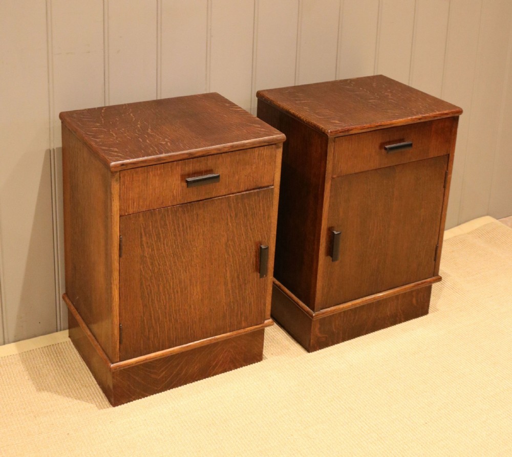 Pair Of Oak Art Deco Bedside Cabinets View VII