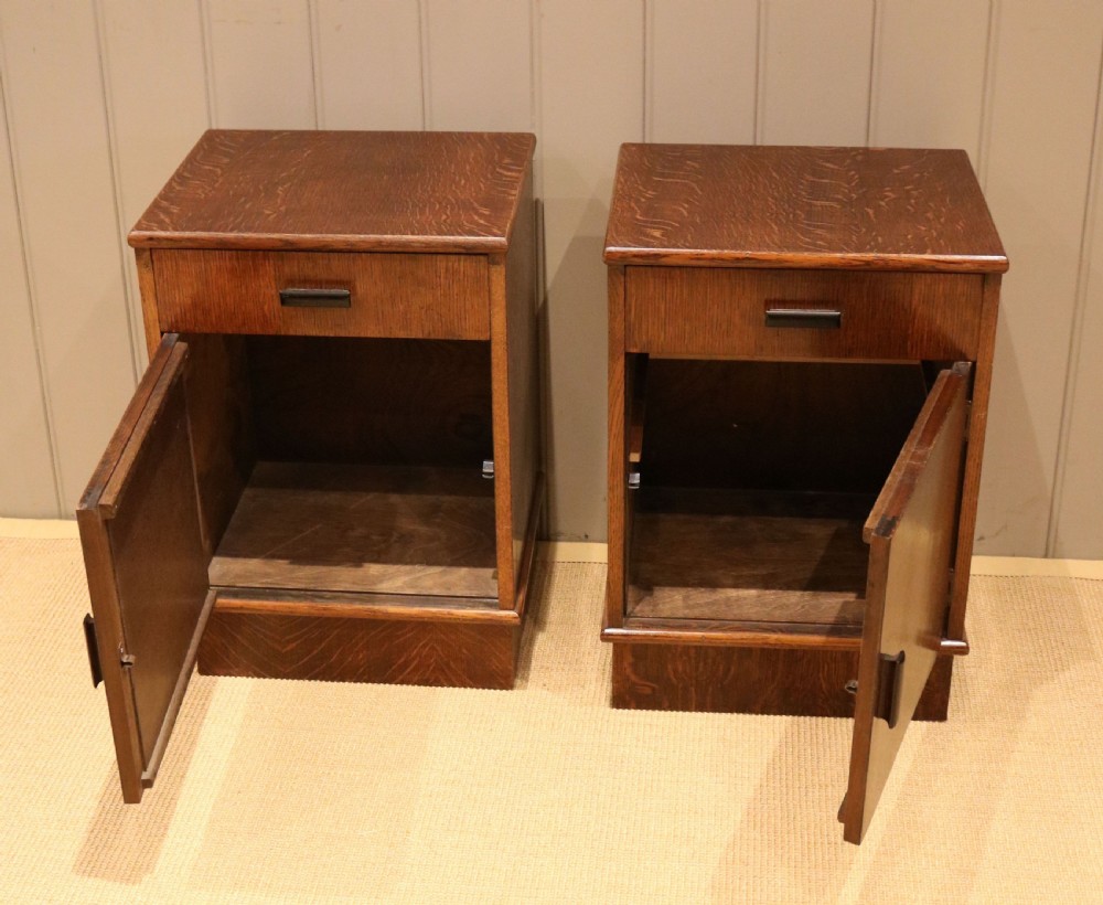 Pair Of Oak Art Deco Bedside Cabinets View IX