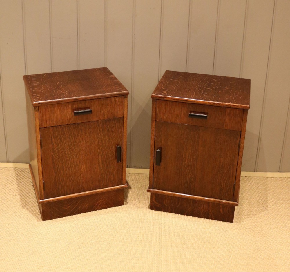 Pair Of Oak Art Deco Bedside Cabinets View X